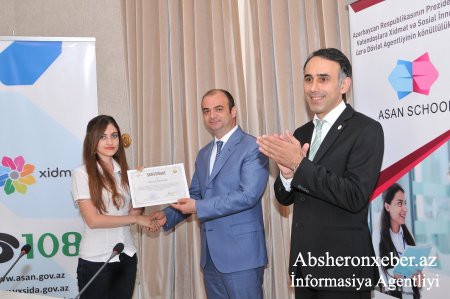 Abşeronda "ASAN könüllüləri” üçün kecirlən ödənişsiz İKT  kursunun sertifikatları təqdim edilib