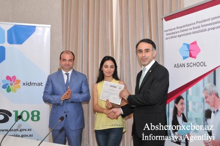 Abşeronda "ASAN könüllüləri” üçün kecirlən ödənişsiz İKT  kursunun sertifikatları təqdim edilib