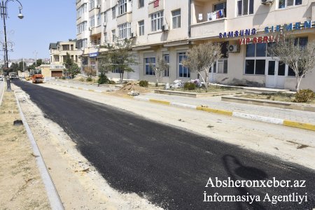 Xırdalanın Məhəmməd Əmin Rəsulzadə küçəsinə asfalt-beton örtüyü döşənir -FOTO