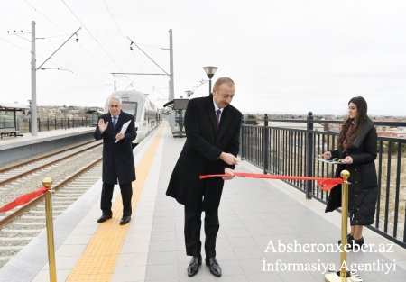 Prezident İlham Əliyev Abşeron dairəvi dəmir yolunun açılışında iştirak edib
