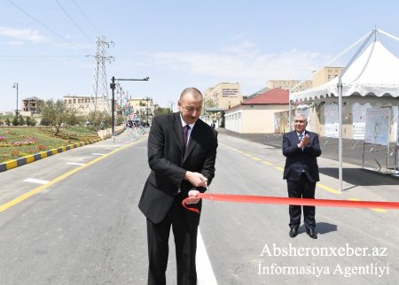 Prezident İlham Əliyev yenidən qurulan Lökbatan-Qobu avtomobil yolunun açılışında iştirak edib
