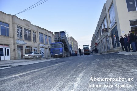 Xırdalanın Nizami küçəsində asfaltlanma işləri aparılır-FOTOLAR