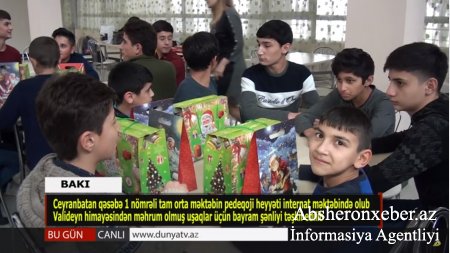 Ceyranbatan məktəbinin kollektivi internat məktəbi şagirdlərini sevindirib - Video