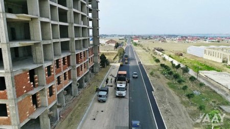 Abşeron rayonunun Aşağı Güzdək avtomobil yolu yenidən qurulur VİDEO