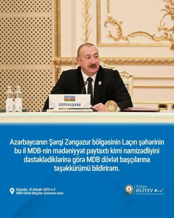 Azərbaycan Prezidenti MDB Şurasının iclasında dostluq və əməkdaşlıq mesajları verdi
